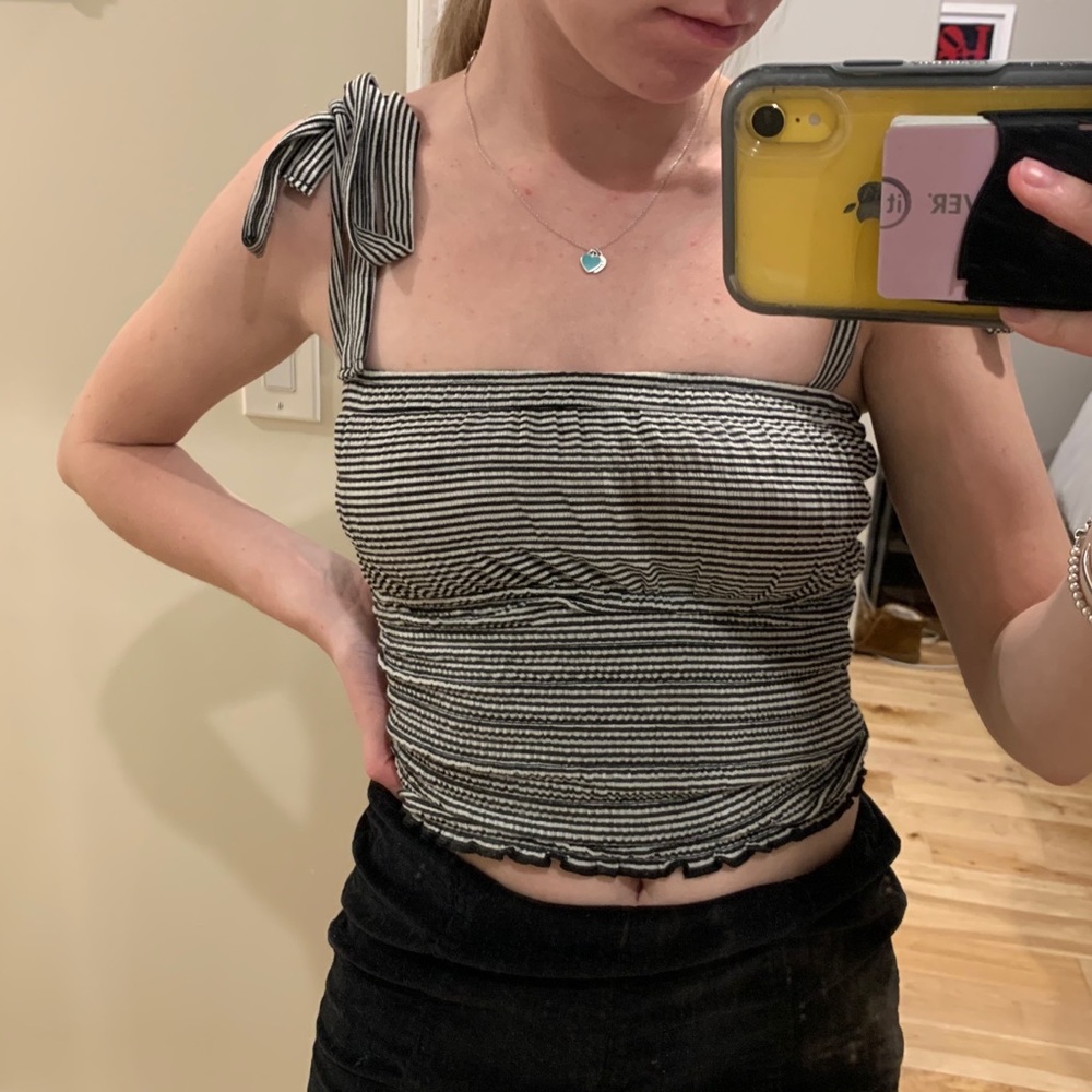 Rouched Striped Tank Top